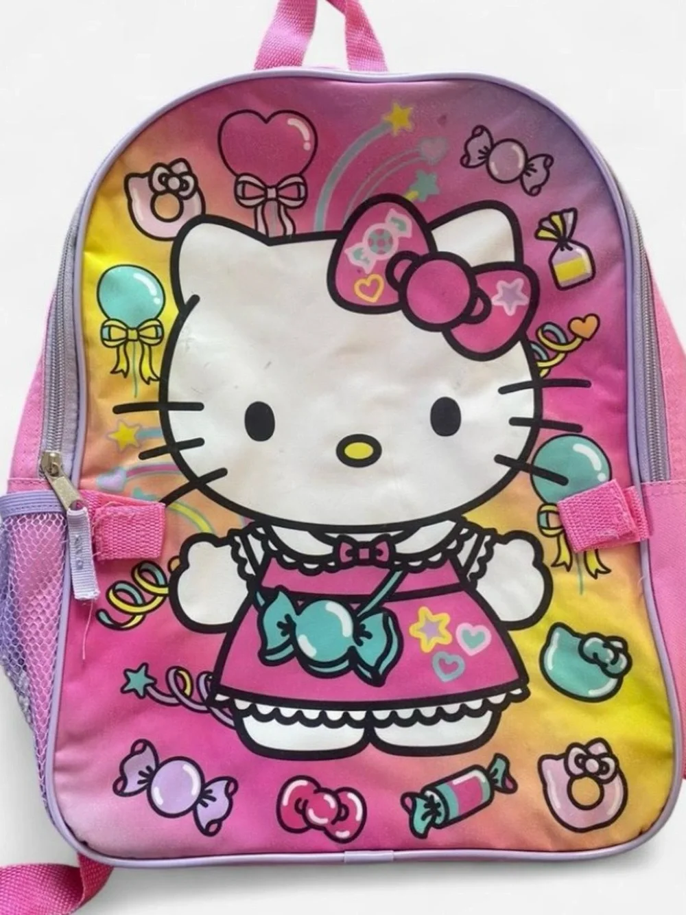 Hello Kitty Sanrio Pink & Purple Back Pack with Pastel Glitter Candy Design